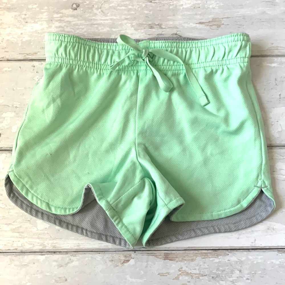 Old Navy 5T Girls Athletic Shorts Reversible Gray & Mint Green Summer Size 5